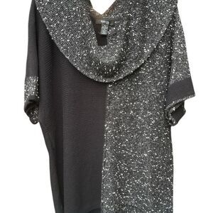 Style&Co Stylish Black and Gray Knit Poncho